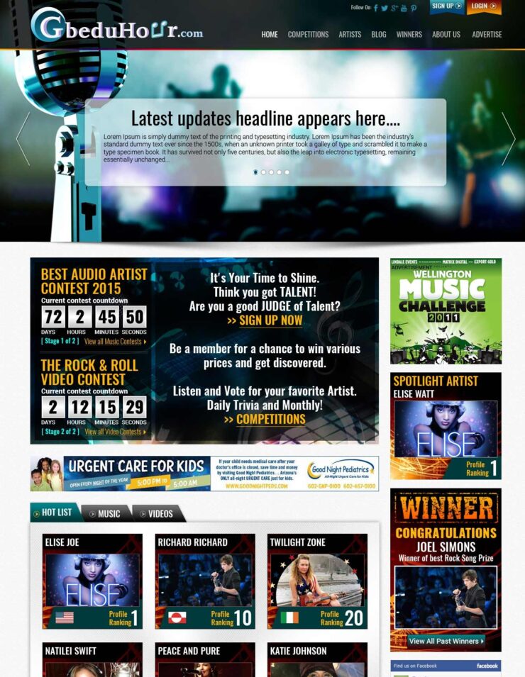 GbeduHour - Music Competition Website